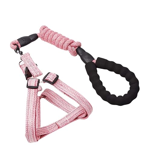 Hundeleine Brustgeschirre Kleine Hunde Leicht Mittelgroße Hunde 3m Leine Hund Hundegeschirr Doppelring Kordelzug Geflochtenes Rundseil Schaumstoffgriff Langlebig 1,2 cm (2.5,pink) von JUSHZ