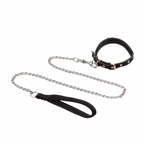 Hundeleine Große Hunde Kleine Hunde Leicht Mittelgroße Hunde Leine Hund Verstellbar Hundegeschirr Anti-Biss-Metallkette Robust Und Langlebig Manuelle Anpassung Der Halsgröße (Black 1.2m,S) von JUSHZ