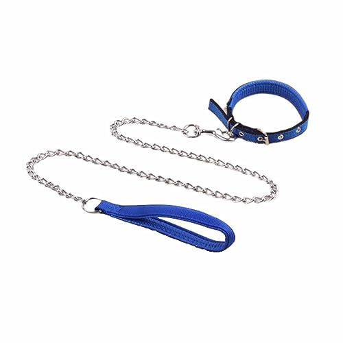 Hundeleine Große Hunde Kleine Hunde Leicht Mittelgroße Hunde Leine Hund Verstellbar Hundegeschirr Anti-Biss-Metallkette Robust Und Langlebig Manuelle Anpassung Der Halsgröße (Blue 1.8m,L) von JUSHZ