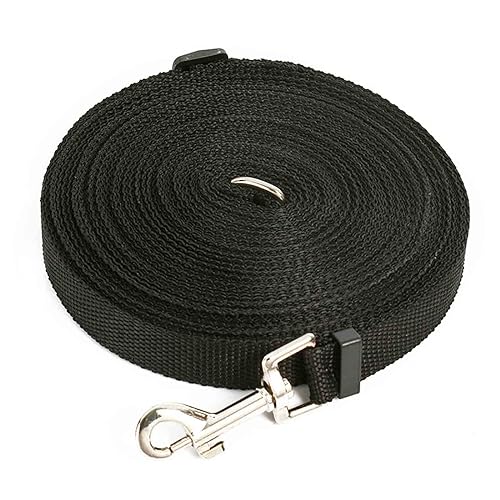 Hundeleine Große Hunde Kleine Hunde Leicht Mittelgroße Hunde Leine Hund Verstellbar Kordelzug Einstellbare Länge Metallschnalle Am Griff Haken Zinklegierung (Black,7m) von JUSHZ