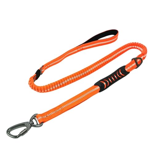 Hundeleine Große Hunde Kleine Hunde Leicht Mittelgroße Leine Hund Verstellbar Hundegeschirr Druckknopf Kordelzug Gepolsterte Doppelgriffe Reflektierende Streifen 135CM (2.5x135CM,orange) von JUSHZ