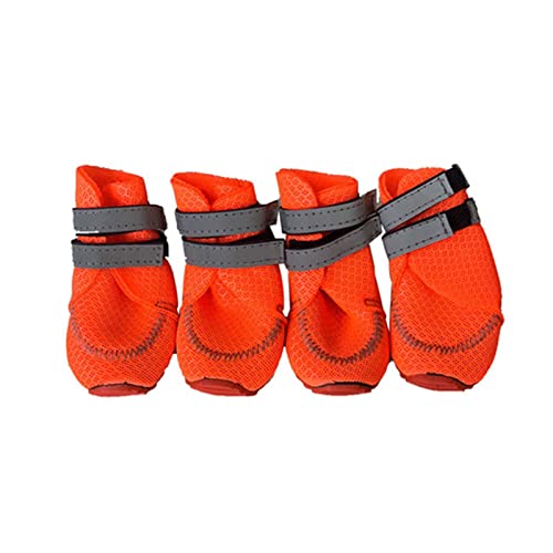 JUSHZ Hundeschuhe Pfotenschutz Dog Shoes Hund Schuhe Atmungsaktiv Puppy 4er-Set Abriebfester Anti Rutsch Gegen Hitze Atmungsaktiv Sommer Weiche Und Dünne Abriebfeste Sohle (40,orange) von JUSHZ