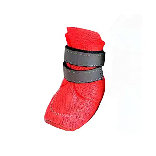 JUSHZ Hundeschuhe Pfotenschutz Dog Shoes Hund Schuhe Atmungsaktiv Puppy 4er-Set Abriebfester Anti Rutsch Gegen Hitze Atmungsaktiv Sommer Weiche Und Dünne Abriebfeste Sohle (45,red) von JUSHZ