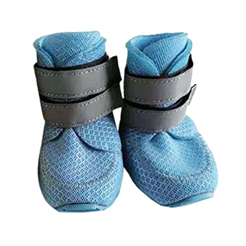 JUSHZ Hundeschuhe Pfotenschutz Dog Shoes Hund Schuhe Atmungsaktiv Puppy 4er-Set Abriebfester Anti Rutsch Gegen Hitze Atmungsaktiv Sommer Weiche Und Dünne Abriebfeste Sohle (85,Blue) von JUSHZ