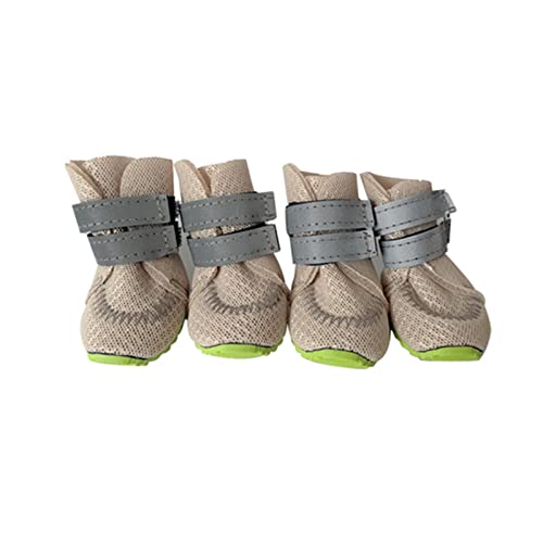 JUSHZ Hundeschuhe Pfotenschutz Dog Shoes Hund Schuhe Atmungsaktiv Puppy 4er-Set Abriebfester Anti Rutsch Gegen Hitze Atmungsaktiv Sommer Weiche Und Dünne Abriebfeste Sohle (90,beige) von JUSHZ