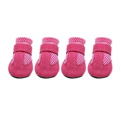 JUSHZ Hundeschuhe Pfotenschutz Dog Shoes Hund Schuhe Atmungsaktiv Puppy 4er-Set Abriebfester Anti Rutsch Gegen Hitze Haustier-Freizeitschuhe Mesh Bequeme Weiche Sohle Sommer (S,pink) von JUSHZ