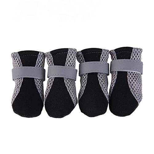 JUSHZ Hundeschuhe Pfotenschutz Dog Shoes Hund Schuhe Für Kleine Hunde Outdoor Atmungsaktiv Puppy Abriebfester Anti Rutsch Gegen Hitze Mesh-Schuhe Reflektierende Stiefel Weiche (L,Black) von JUSHZ