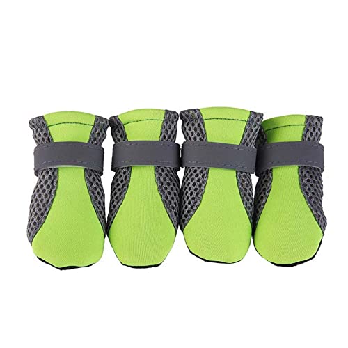 JUSHZ Hundeschuhe Pfotenschutz Dog Shoes Hund Schuhe Für Kleine Hunde Outdoor Atmungsaktiv Puppy Abriebfester Anti Rutsch Gegen Hitze Mesh-Schuhe Reflektierende Stiefel Weiche (S,Green) von JUSHZ