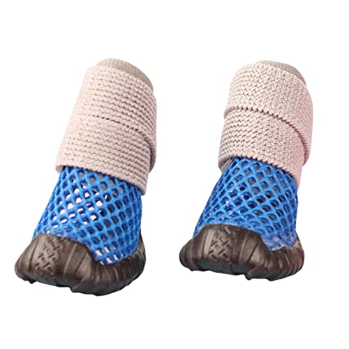 JUSHZ Hundeschuhe Pfotenschutz Dog Shoes Hund Schuhe Für Kleine Hunde Puppy 4er-Set Abriebfester Anti Rutsch Gegen Hitze Atmungsaktive Elastische Weichpaste Verschleißfeste Stiefel (1,Blue) von JUSHZ