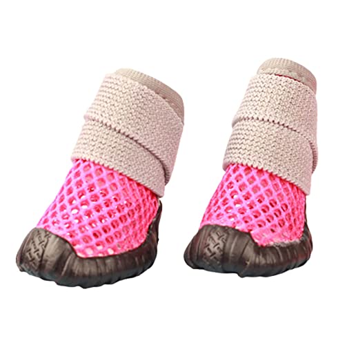 JUSHZ Hundeschuhe Pfotenschutz Dog Shoes Hund Schuhe Für Kleine Hunde Puppy 4er-Set Abriebfester Anti Rutsch Gegen Hitze Atmungsaktive Elastische Weichpaste Verschleißfeste Stiefel (4,pink) von JUSHZ