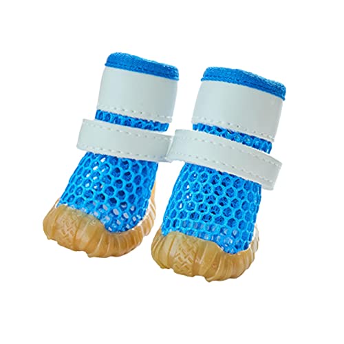 JUSHZ Hundeschuhe Pfotenschutz Dog Shoes Hund Schuhe Für Kleine Hunde Puppy Abriebfester Anti Rutsch Gegen Hitze Atmungsaktive Haustiere Sommer Verschleißfeste Weicher Boden rutschfest (1,Blue) von JUSHZ