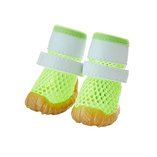 JUSHZ Hundeschuhe Pfotenschutz Dog Shoes Hund Schuhe Für Kleine Hunde Puppy Abriebfester Anti Rutsch Gegen Hitze Atmungsaktive Haustiere Sommer Verschleißfeste Weicher Boden rutschfest (2,Green) von JUSHZ