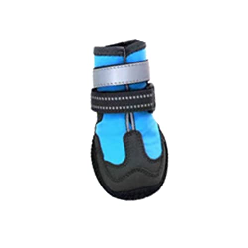 JUSHZ Hundeschuhe Pfotenschutz Dog Shoes Hund Schuhe Große Hunde 4er-Set Abriebfester Anti Rutsch Gegen Hitze rutschfeste Bequeme Verschleißfeste Laufschuhe Für Haustiere Atmungsaktiv (2,Blue) von JUSHZ