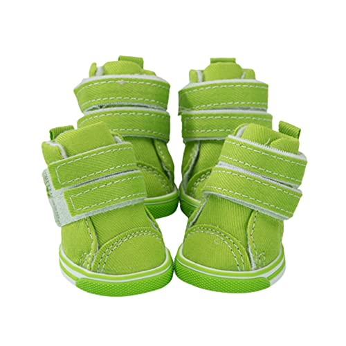 JUSHZ Hundeschuhe Pfotenschutz Dog Shoes Hund Schuhe Kleine Hunde Puppy Abriebfester Anti Rutsch Gegen Hitze Fußabdeckung Haustiere Frühling Sommer Dicke Sehnensohle Atmungsaktive (3,Green) von JUSHZ