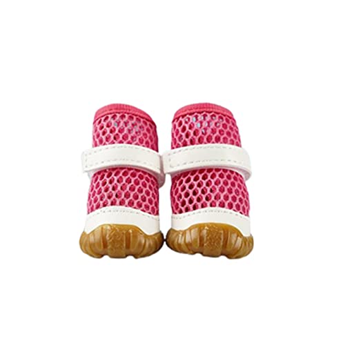 JUSHZ Hundeschuhe Pfotenschutz Dog Shoes Hund Schuhe Puppy 4er-Set Abriebfester Anti Rutsch Gegen Hitze Sommerliche Fußabdeckung Haustiere Atmungsaktive Mesh-Schuhe Abriebfeste Sohle (3,red) von JUSHZ