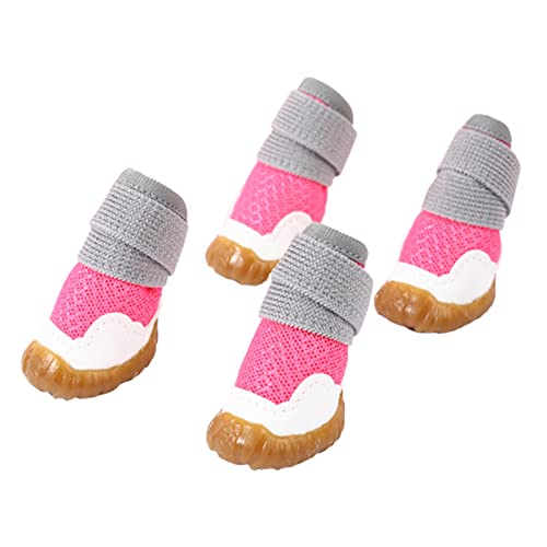 JUSHZ Hundeschuhe Pfotenschutz Dog Shoes Hund Schuhe Puppy 4er-Set Abriebfester Anti Rutsch Gegen Hitze Verschleißfeste Fußabdeckung Für Haustiere Frühling Sommer Weicher Boden rutschfest (1,pink) JUSHZ Hundeschuhe Pfotenschutz Dog Shoes Hund Schuhe Puppy 4er-Set Abriebfester Anti Rutsch Gegen Hitze Verschleißfeste Fußabdeckung Für Haustiere Frühling Sommer Weicher Boden rutschfest (1,pink) von JUSHZ