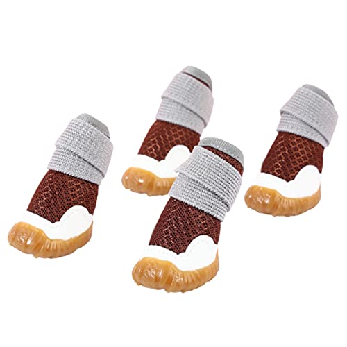 JUSHZ Hundeschuhe Pfotenschutz Dog Shoes Hund Schuhe Puppy 4er-Set Abriebfester Anti Rutsch Gegen Hitze Verschleißfeste Fußabdeckung Für Haustiere Frühling Sommer Weicher Boden rutschfest (5,Brown) JUSHZ Hundeschuhe Pfotenschutz Dog Shoes Hund Schuhe Puppy 4er-Set Abriebfester Anti Rutsch Gegen Hitze Verschleißfeste Fußabdeckung Für Haustiere Frühling Sommer Weicher Boden rutschfest (5,Brown) von JUSHZ