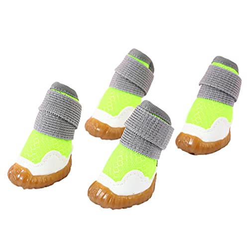 JUSHZ Hundeschuhe Pfotenschutz Dog Shoes Hund Schuhe Puppy 4er-Set Abriebfester Anti Rutsch Gegen Hitze Verschleißfeste Fußabdeckung Für Haustiere Frühling Sommer Weicher Boden rutschfest (5,Green) von JUSHZ