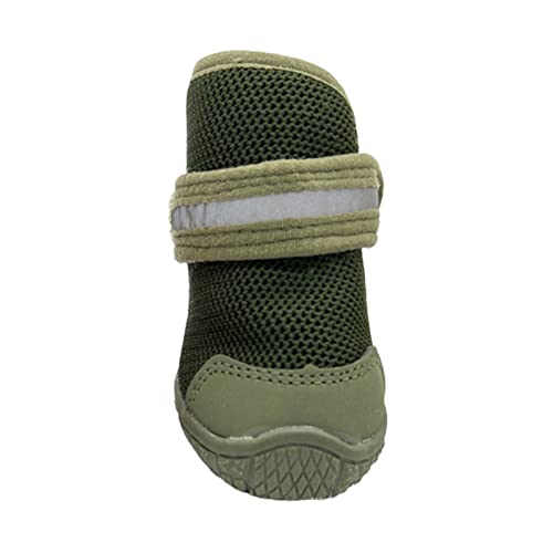 JUSHZ Hundeschuhe Wasserdicht Pfotenschutz Dog Shoes Hund Schuhe Atmungsaktiv 4er-Set Abriebfester Anti Rutsch Gegen Hitze rutschfeste Sohle Verschleißfest Reflektierende Bänder (1,Green) von JUSHZ