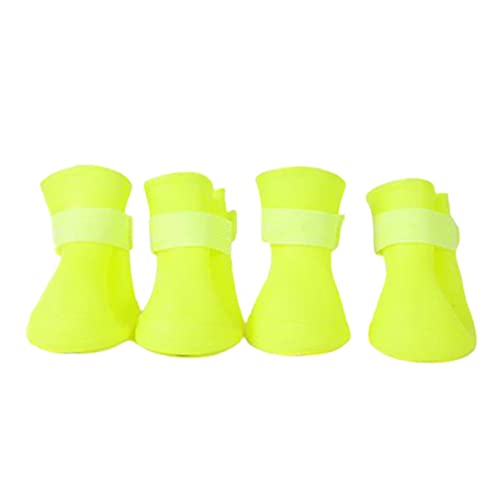 JUSHZ Hundeschuhe Wasserdicht Pfotenschutz Dog Shoes Hund Schuhe Atmungsaktiv Puppy 4er-Set Abriebfester Anti Rutsch Gegen Hitze rutschfeste Verstellbares Gummiband (S,Green) von JUSHZ