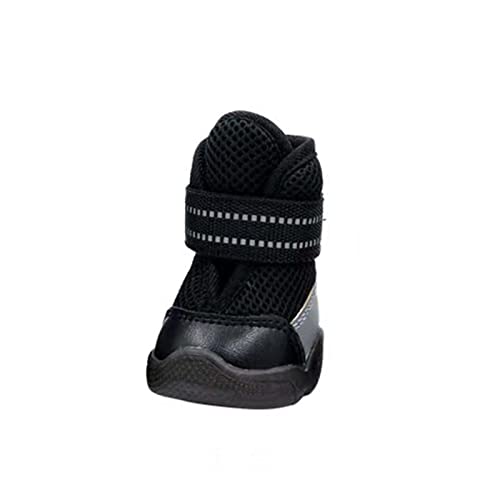 JUSHZ Hundeschuhe Wasserdicht Pfotenschutz Dog Shoes Hund Schuhe Für Große Hunde Atmungsaktiv 4er-Set Abriebfester Anti Rutsch Gegen Hitze Haustierschuhe Mesh-Tuch (0,Black) von JUSHZ