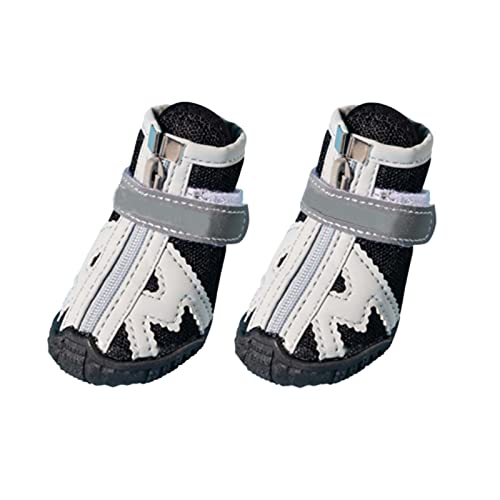 JUSHZ Hundeschuhe Wasserdicht Pfotenschutz Dog Shoes Hund Schuhe Für Kleine Hunde Sommer 4er-Set Abriebfester Anti Rutsch Gegen Hitze Atmungsaktiv Frühling Draussen Mit Reißverschluss (4,Black) von JUSHZ