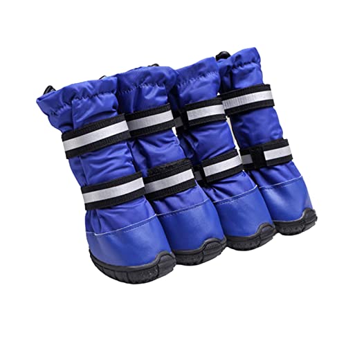 JUSHZ Hundeschuhe Wasserdicht Pfotenschutz Dog Shoes Hund Schuhe Neopren Für Große Hunde 4er-Set Mit Abriebfester Anti Rutsch Gegen Hitze Regenfest rutschfest (100,Blue) von JUSHZ