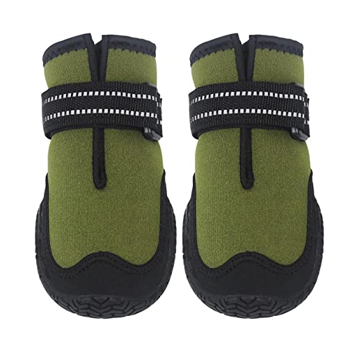 JUSHZ Hundeschuhe Wasserdicht Pfotenschutz Dog Shoes Hund Schuhe Neopren Für Große Hunde Abriebfester Anti Rutsch Gegen Hitze rutschfeste Sohle Riemen Sommer Wasserdicht Atmungsaktiv (1,Green) von JUSHZ