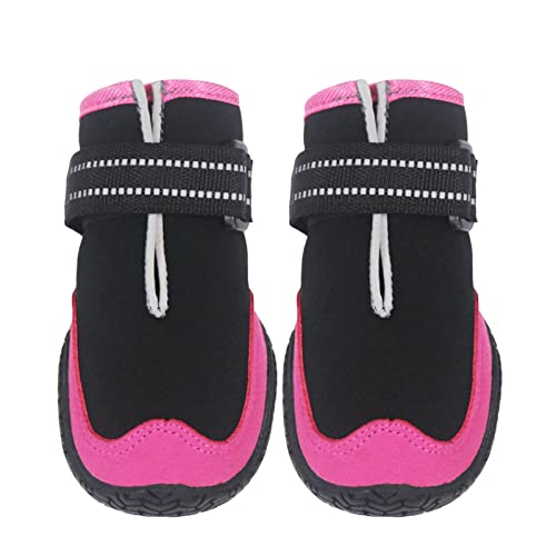 JUSHZ Hundeschuhe Wasserdicht Pfotenschutz Dog Shoes Hund Schuhe Neopren Für Große Hunde Abriebfester Anti Rutsch Gegen Hitze rutschfeste Sohle Riemen Sommer Wasserdicht Atmungsaktiv (2,pink) von JUSHZ