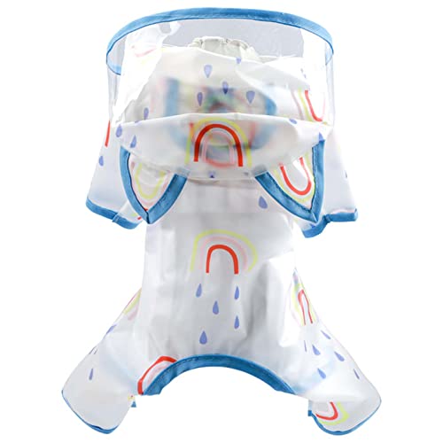 JUSHZ Regenmantel Hund Wasserdicht Regenjacke Hund Hunderegenmantel Hunderegenjacke Hunderegenmantel Regenmantel Klein Kapuze Mit Beinen Haustier-Poncho Katze Transparent (XS-2-3catties,Blue) von JUSHZ