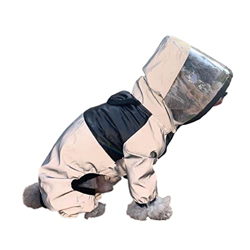 JUSHZ Regenmantel Hund Wasserdicht Regenjacke Hund Hunderegenmantel Hunderegenjacke Regenmantel Klein Große Kapuze Mit Beinen Pet Regencape 4 Beine Einfach Zu Säubern (XL,Black) von JUSHZ