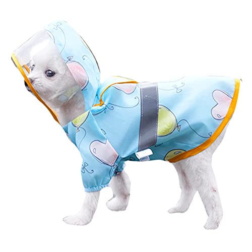 JUSHZ Regenmantel Hund Wasserdicht Regenjacke Hunderegenjacke Hunderegenmantel Regenmantel Kapuze Mit Beinen Regenponcho Kleidung Für Haustiere Winddicht Abriebfest Reflektierendes (M,Blue) von JUSHZ