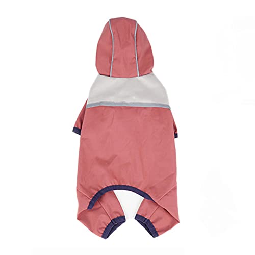 JUSHZ Regenmantel Hund Wasserdicht Regenjacke Hunderegenjacke Hunderegenmantel Regenmantel Klein Kapuze Beinen Kleidung Regenfest Reflektierender Streifen Reserviertes Loch Für Traktion (L,red) von JUSHZ