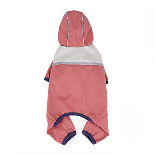 Regenmantel Hund Wasserdicht Regenjacke Hunderegenjacke Hunderegenmantel Regenmantel Klein Kapuze Beinen Kleidung Regenfest Reflektierender Streifen Reserviertes Loch Für Traktion (L,red) von JUSHZ