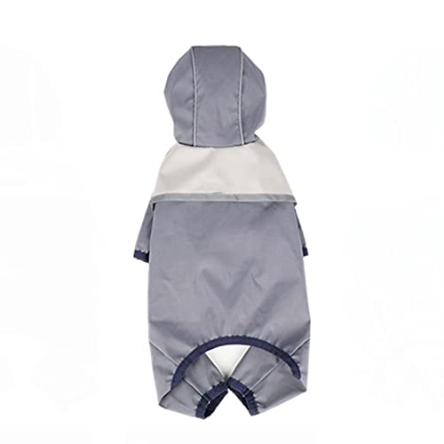 JUSHZ Regenmantel Hund Wasserdicht Regenjacke Hunderegenjacke Hunderegenmantel Regenmantel Klein Kapuze Beinen Kleidung Regenfest Reflektierender Streifen Reserviertes Loch Für Traktion (S,Grey) von JUSHZ