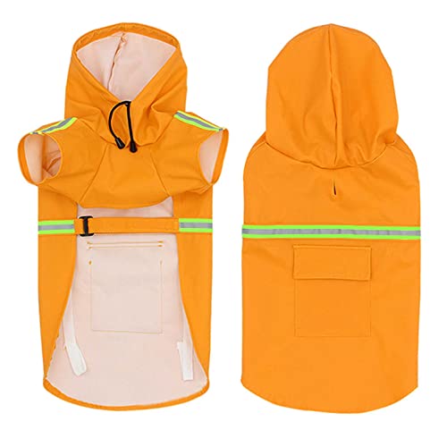 Regenmantel Hund Wasserdicht Regenjacke Hunderegenmantel Hunderegenjacke Hunderegenmantel Regenmantel Klein Große Hunde Kapuze Poncho Reflektierender Streifen Winddicht Mit Kapuze (4XL,orange) von JUSHZ