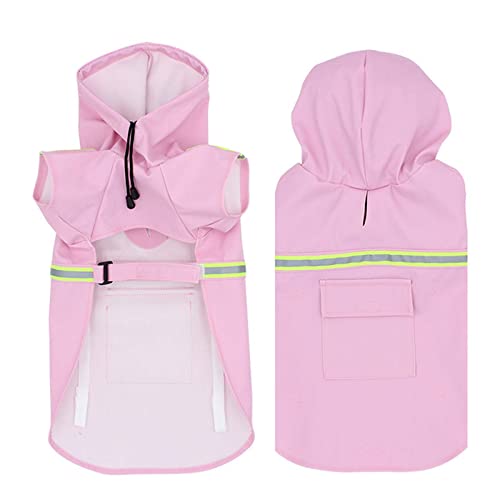 JUSHZ Regenmantel Hund Wasserdicht Regenjacke Hunderegenmantel Hunderegenjacke Hunderegenmantel Regenmantel Klein Große Hunde Kapuze Poncho Reflektierender Streifen Winddicht Mit Kapuze (4XL,pink) von JUSHZ