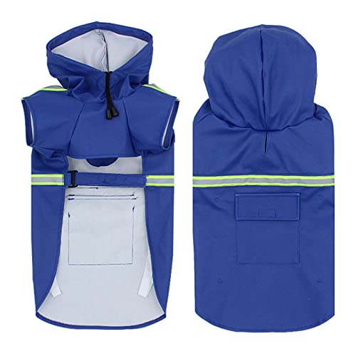 JUSHZ Regenmantel Hund Wasserdicht Regenjacke Hunderegenmantel Hunderegenjacke Hunderegenmantel Regenmantel Klein Große Hunde Kapuze Poncho Reflektierender Streifen Winddicht Mit Kapuze (S,Blue) von JUSHZ