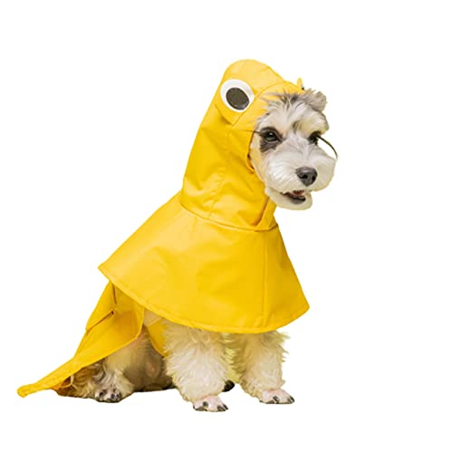 JUSHZ Regenmantel Hund Wasserdicht Regenjacke Hunderegenmantel Hunderegenjacke Hunderegenmantel Regenmantel Klein Kapuze Katzenponcho Mit Abschleppöse Hinterbeinriemen Winddicht (3XL,Yellow) von JUSHZ