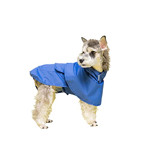 Regenmantel Hund Wasserdicht Regenjacke Hunderegenmantel Hunderegenjacke Hunderegenmantel Regenmantel Klein Kapuze Katzenponcho Mit Abschleppöse Hinterbeinriemen Winddicht (S,Blue) von JUSHZ