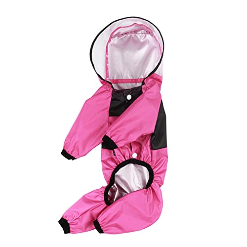 JUSHZ Regenmantel Hund Wasserdicht Regenjacke Hunderegenmantel Hunderegenjacke Hunderegenmantel Regenmantel Klein Kapuze Mit Beinen Haustierkleidung Transparenter Mit Abschleppöffnung (3XL,pink) von JUSHZ