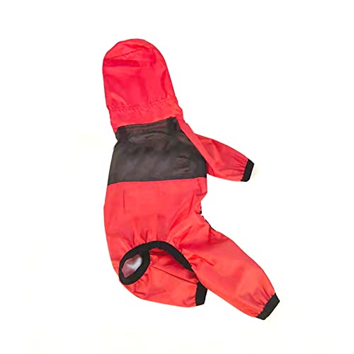 JUSHZ Regenmantel Hund Wasserdicht Regenjacke Hunderegenmantel Hunderegenjacke Hunderegenmantel Regenmantel Klein Kapuze Mit Beinen Haustierkleidung Transparenter Mit Abschleppöffnung (3XL,red) von JUSHZ