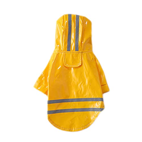 Regenmantel Hund Wasserdicht Regenjacke Hunderegenmantel Hunderegenjacke Hunderegenmantel Regenmantel Klein Kapuze Mit Kapuze Winddichtes PU wasserdichte Krempe Reflektierender (L,Yellow) von JUSHZ