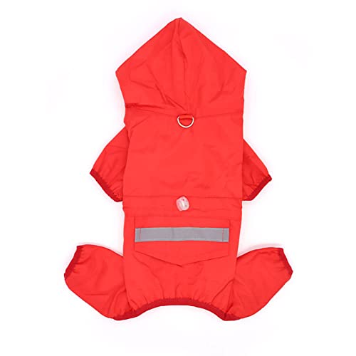 JUSHZ Regenmantel Hund Wasserdicht Regenjacke Hunderegenmantel Hunderegenjacke Hunderegenmantel Regenmantel Klein Mit Beinen Kleidung Mit Kapuze Schleppschnalle Reflektierender Streifen (XL,red) von JUSHZ