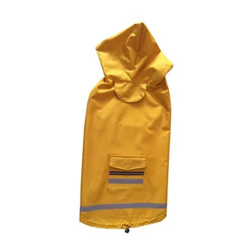 Regenmantel Hund Wasserdicht Regenjacke Hunderegenmantel Hunderegenjacke Regenmantel Große Hunde Haustierkleidung Mit Krempe Mit Kapuze Wasserdicht Reflektierender Streifen Seilloch (3XL,Yellow) von JUSHZ