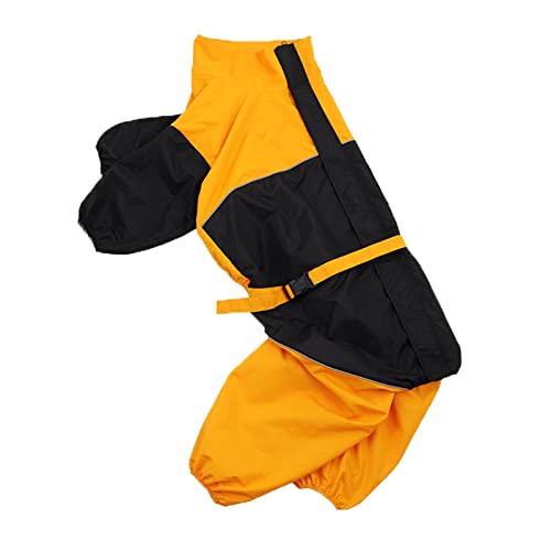 Regenmantel Hund Wasserdicht Regenjacke Hunderegenmantel Hunderegenjacke Regenmantel Kapuze Klein Große Mit Beinen Hunderollkragenjacke Regencape Kleidung Für Haustiere (3XL,orange) von JUSHZ