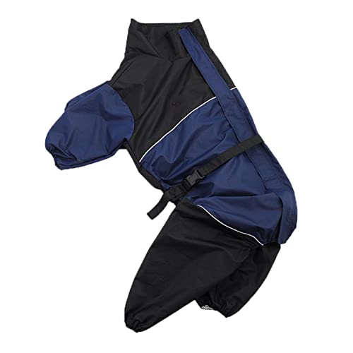 Regenmantel Hund Wasserdicht Regenjacke Hunderegenmantel Hunderegenjacke Regenmantel Kapuze Klein Große Mit Beinen Hunderollkragenjacke Regencape Kleidung Für Haustiere (4XL,Blue) von JUSHZ