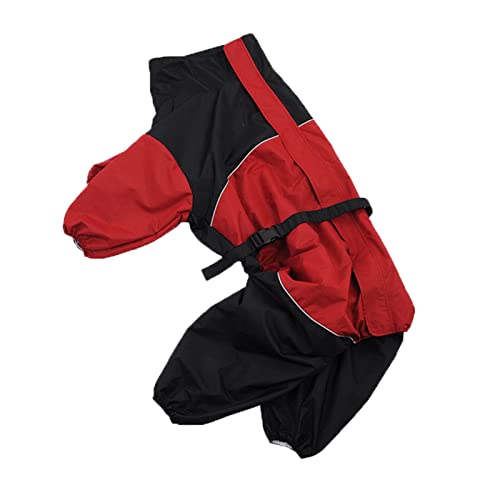 Regenmantel Hund Wasserdicht Regenjacke Hunderegenmantel Hunderegenjacke Regenmantel Kapuze Klein Große Mit Beinen Hunderollkragenjacke Regencape Kleidung Für Haustiere (4XL,red) von JUSHZ