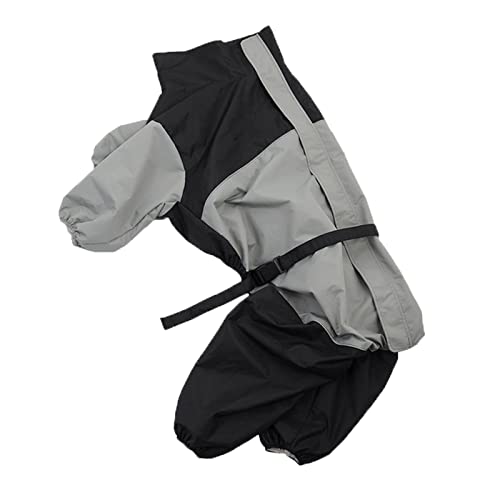 Regenmantel Hund Wasserdicht Regenjacke Hunderegenmantel Hunderegenjacke Regenmantel Kapuze Klein Große Mit Beinen Hunderollkragenjacke Regencape Kleidung Für Haustiere (S,Grey) von JUSHZ