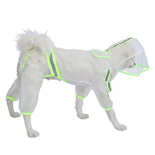 JUSHZ Regenmantel Hund Wasserdicht Regenjacke Hunderegenmantel Hunderegenjacke Regenmantel Kapuze Mit Beinen Regencape Für Haustiere Reflektierende Katzen PVC Für Zugseil Reserviert (L,Green) von JUSHZ